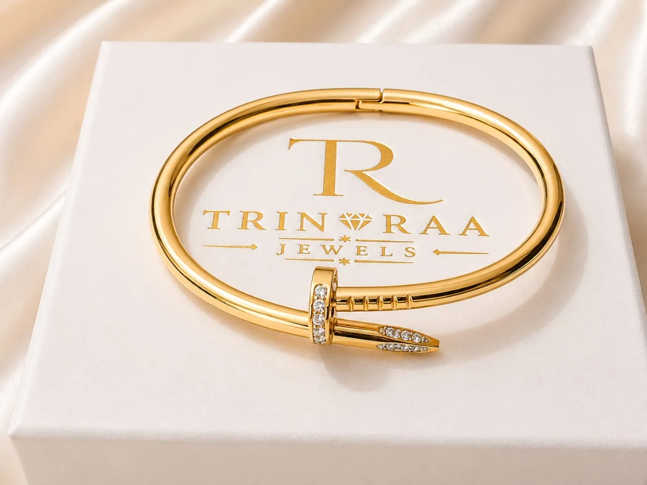 Gold Nail Bangle Bracelet