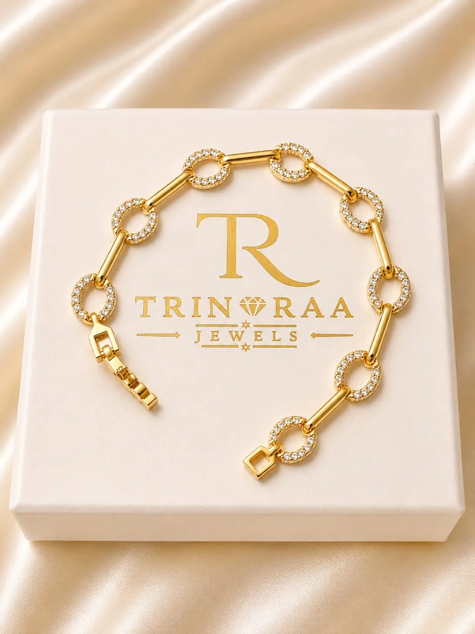 Crystal Oval Link Bar Bracelet