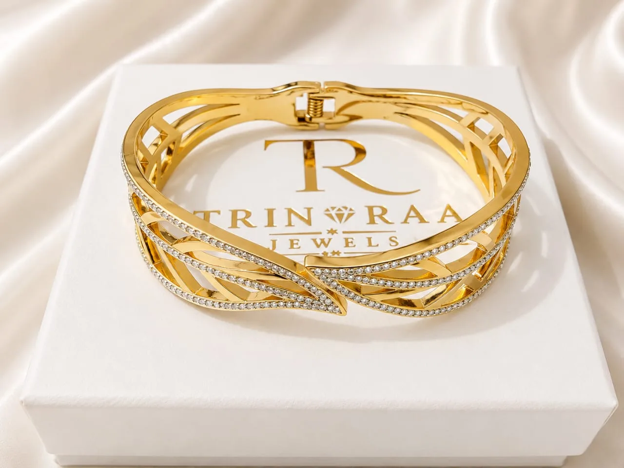 Royal Crystal Gold Cuff Bracelet