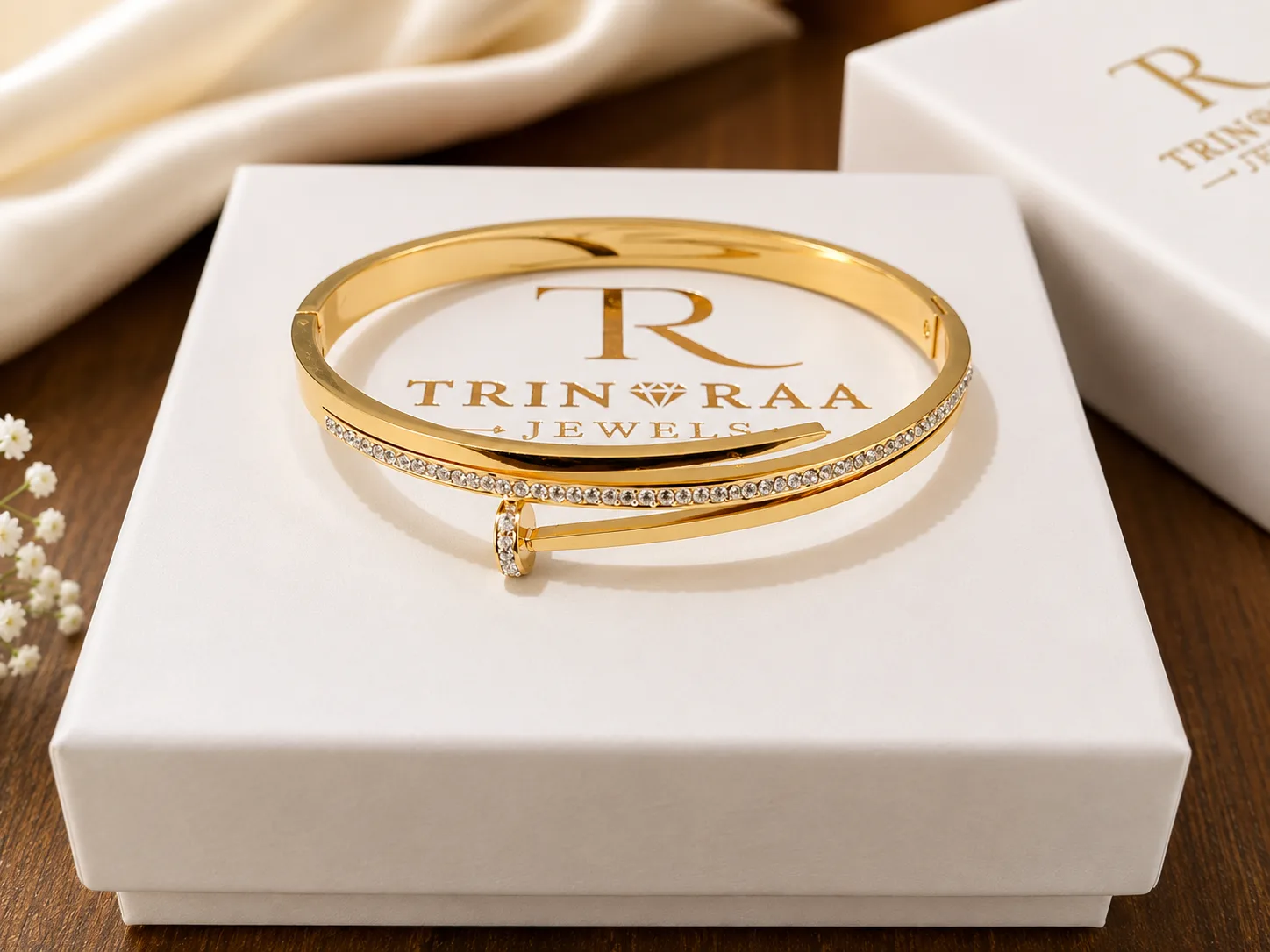 Crystal Nail Gold Bracelet