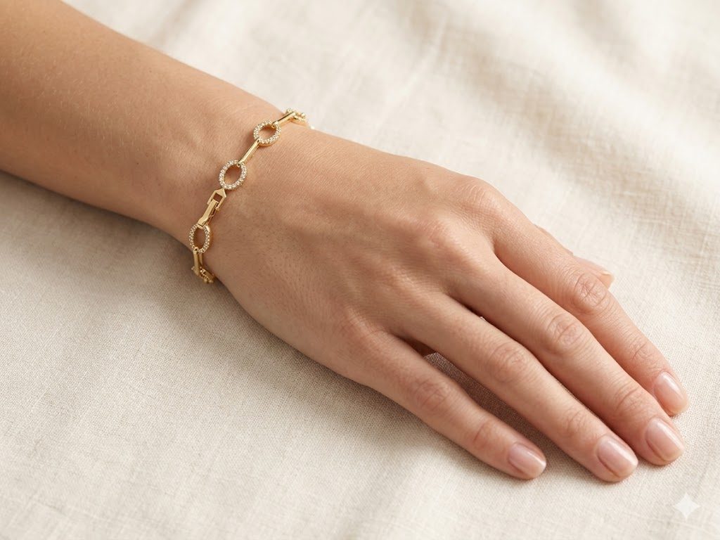 Crystal Oval Link Bar Bracelet