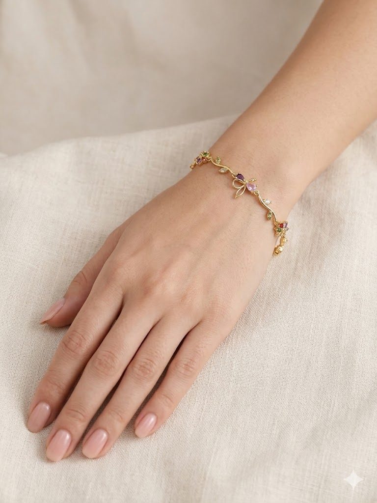 Multi-Gemstone Infinity Vine Tulip Bracelet