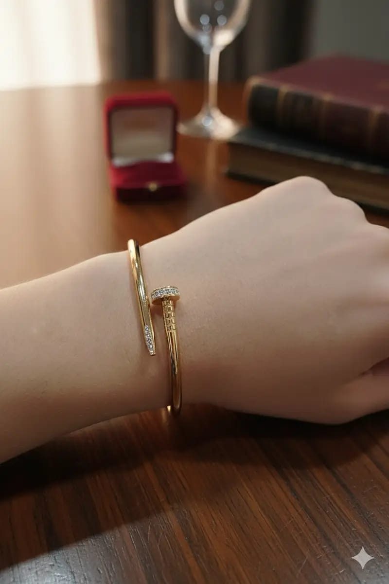 Gold Nail Bangle Bracelet