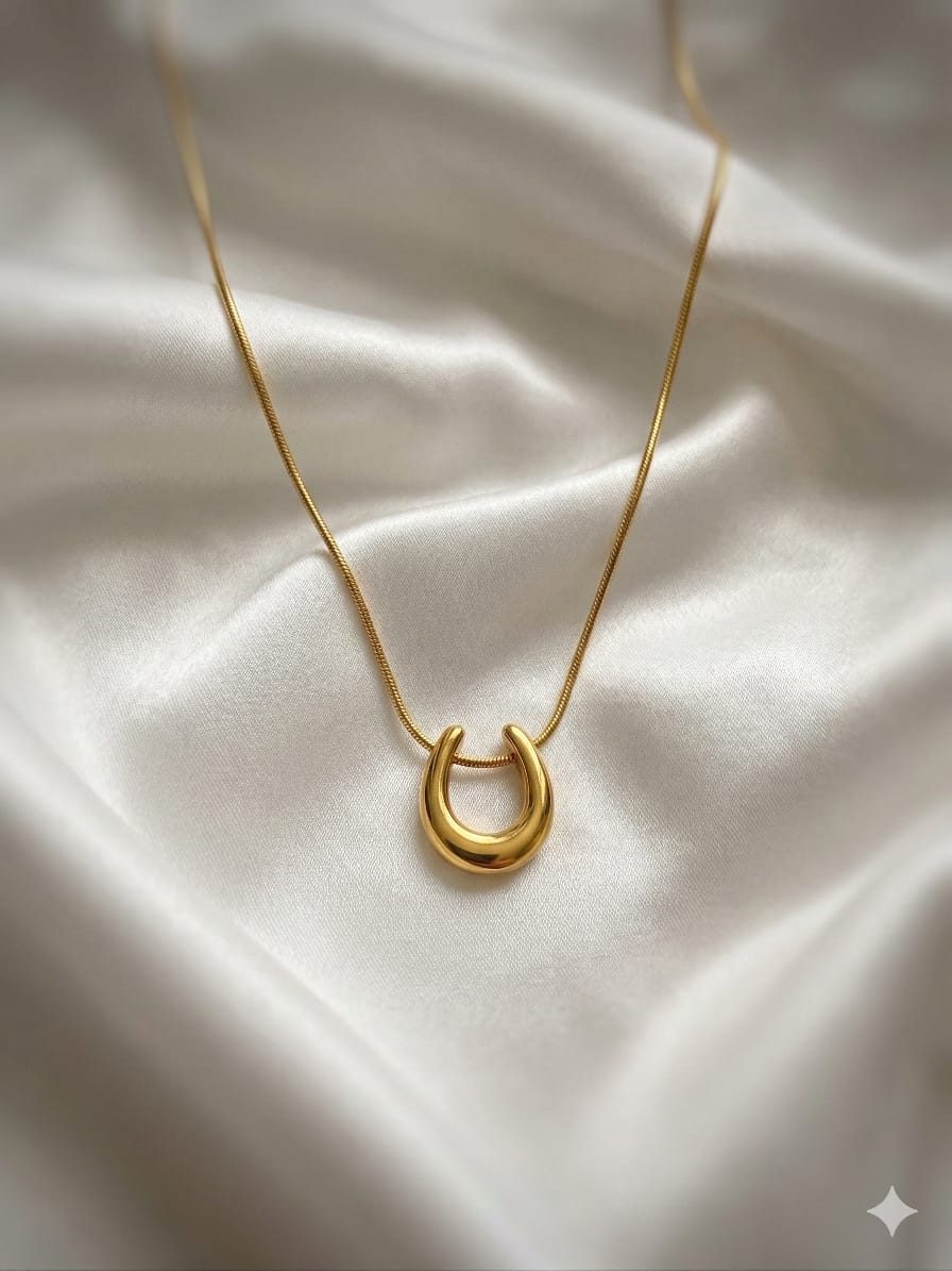 Trinoraa Gold Lucky Horseshoe Charm Necklace