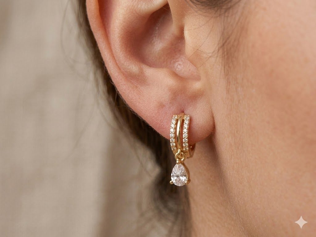 Sparkling Teardrop Hoop Earrings