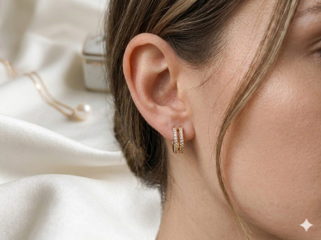 Double Row Crystal Hoop Earrings
