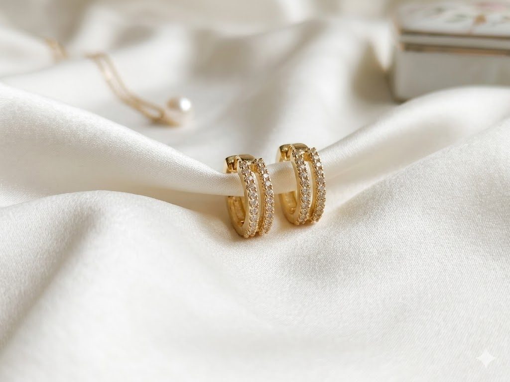 Double Row Crystal Hoop Earrings 2
