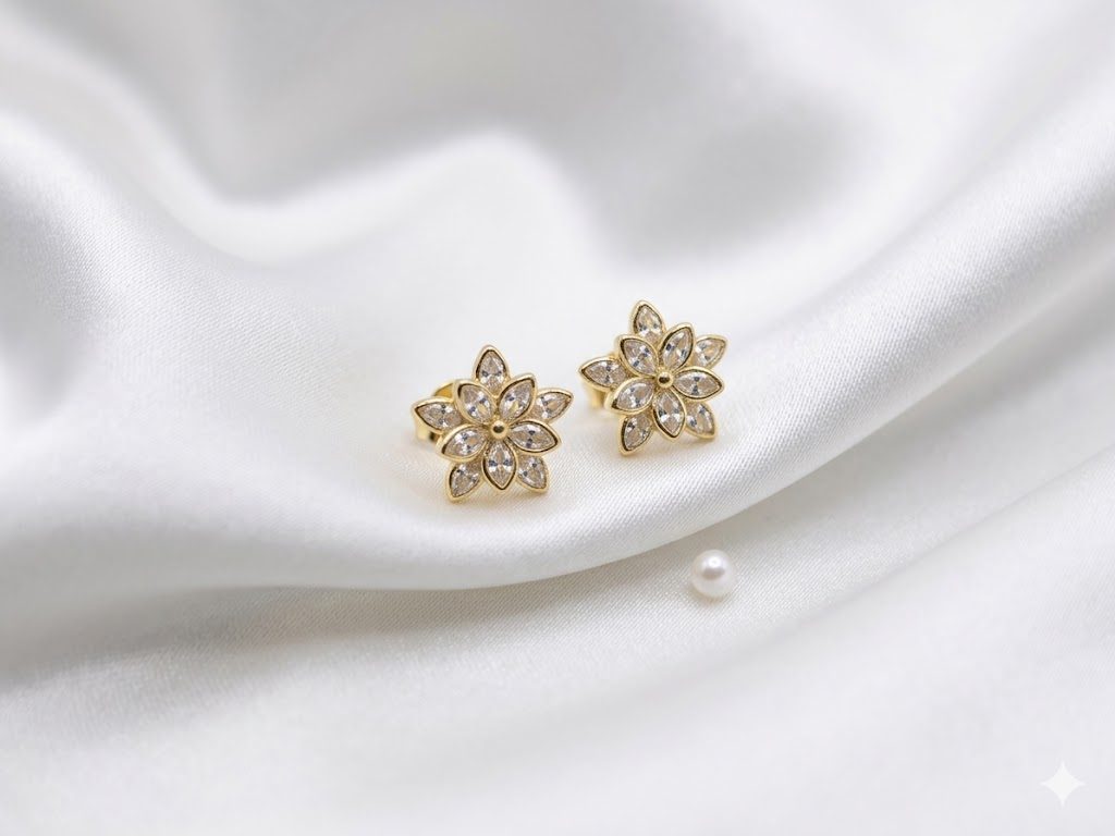 Crystal Floral Stud Earrings