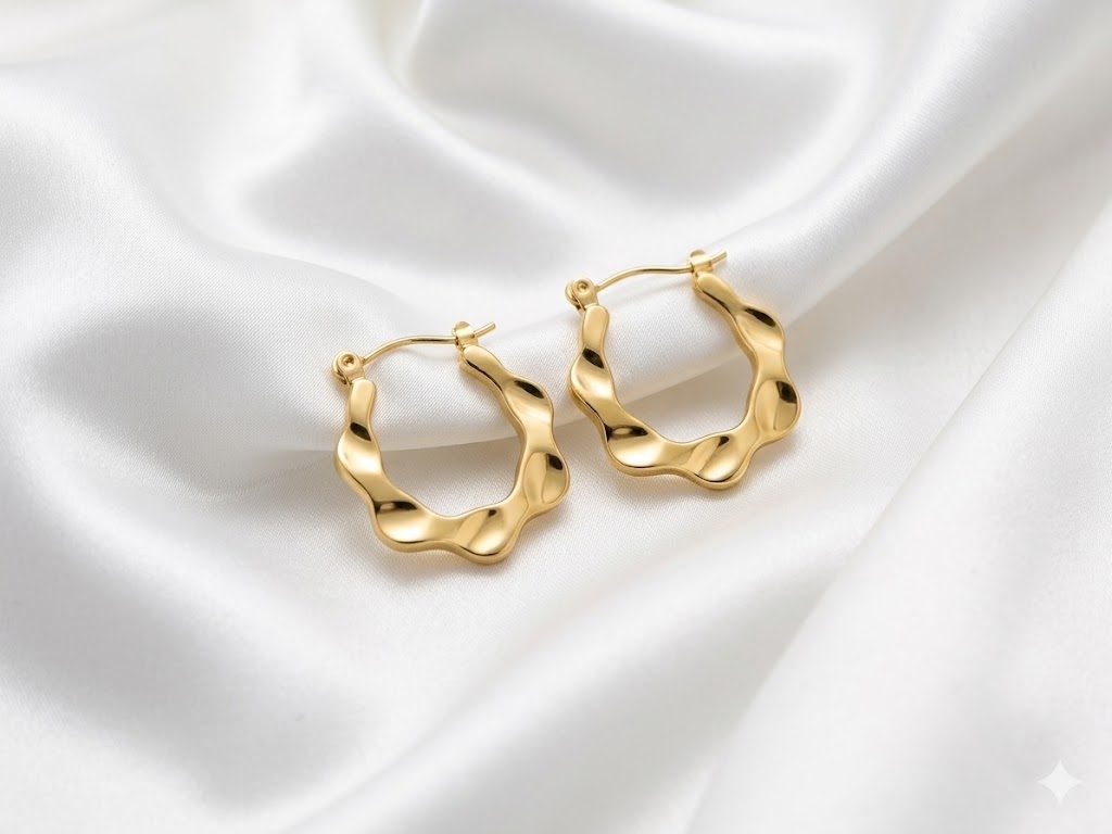 Wavy Rippled Hoop Earrings