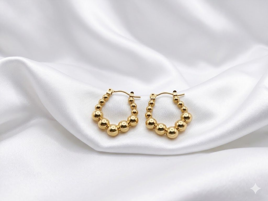 Beaded Graduated Hoop Earrings