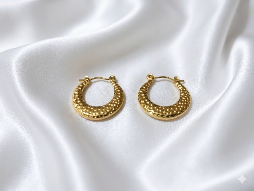 Hammered Crescent Hoop Earrings