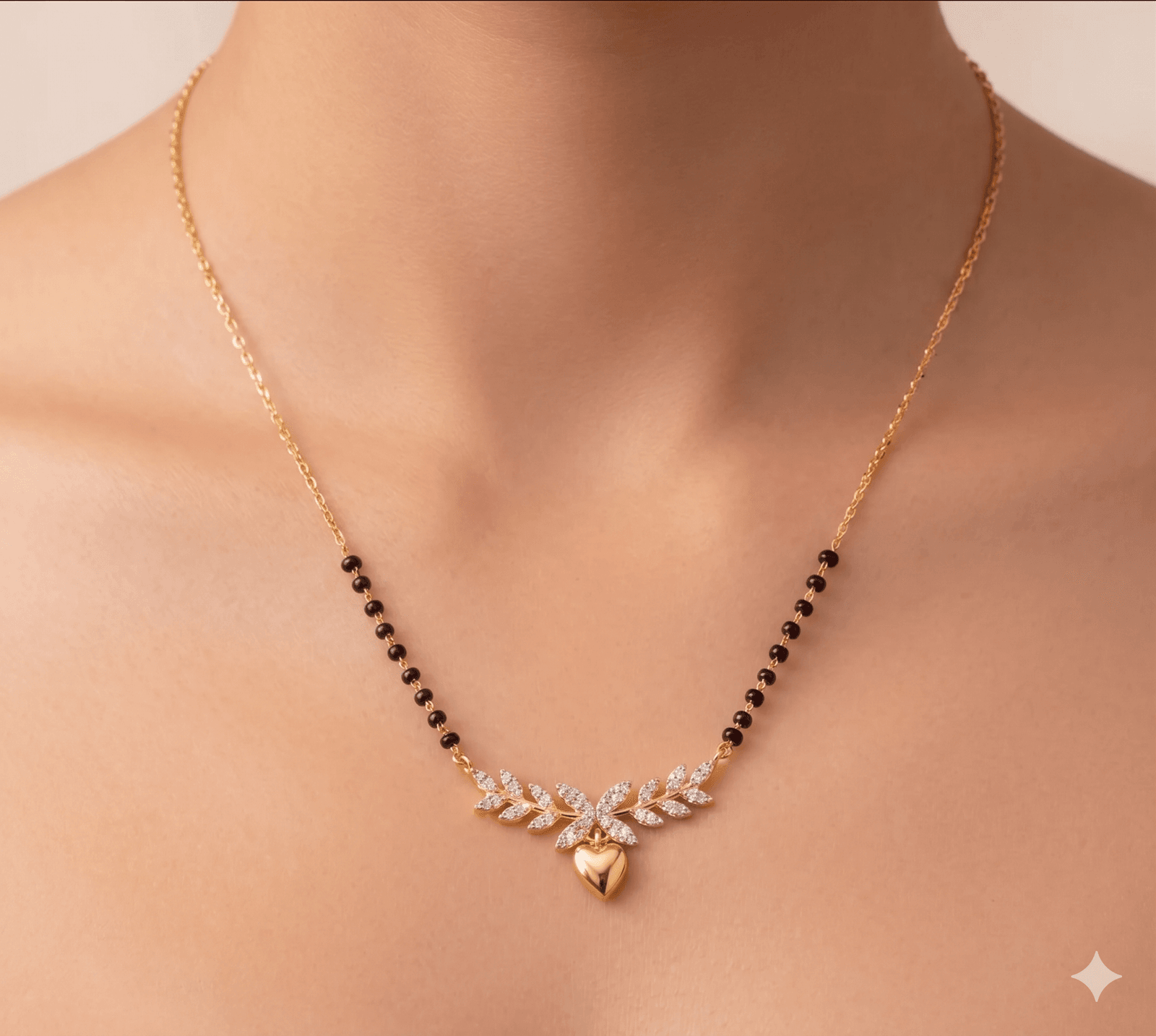 Floral Leaf Heart Anti-Tarnish Mangalsutra