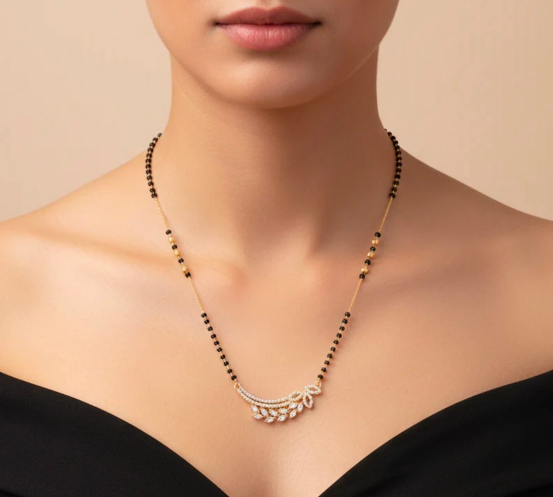 Curved Marquise Leaf Anti-Tarnish Mangalsutra