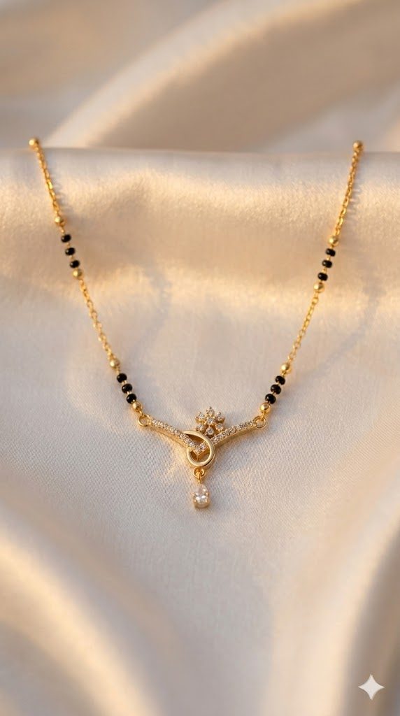Floral Interlocking Wave Mangalsutra