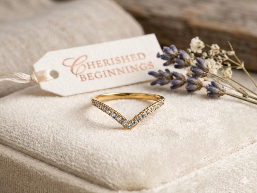 Crystal Chevron Wishbone Ring