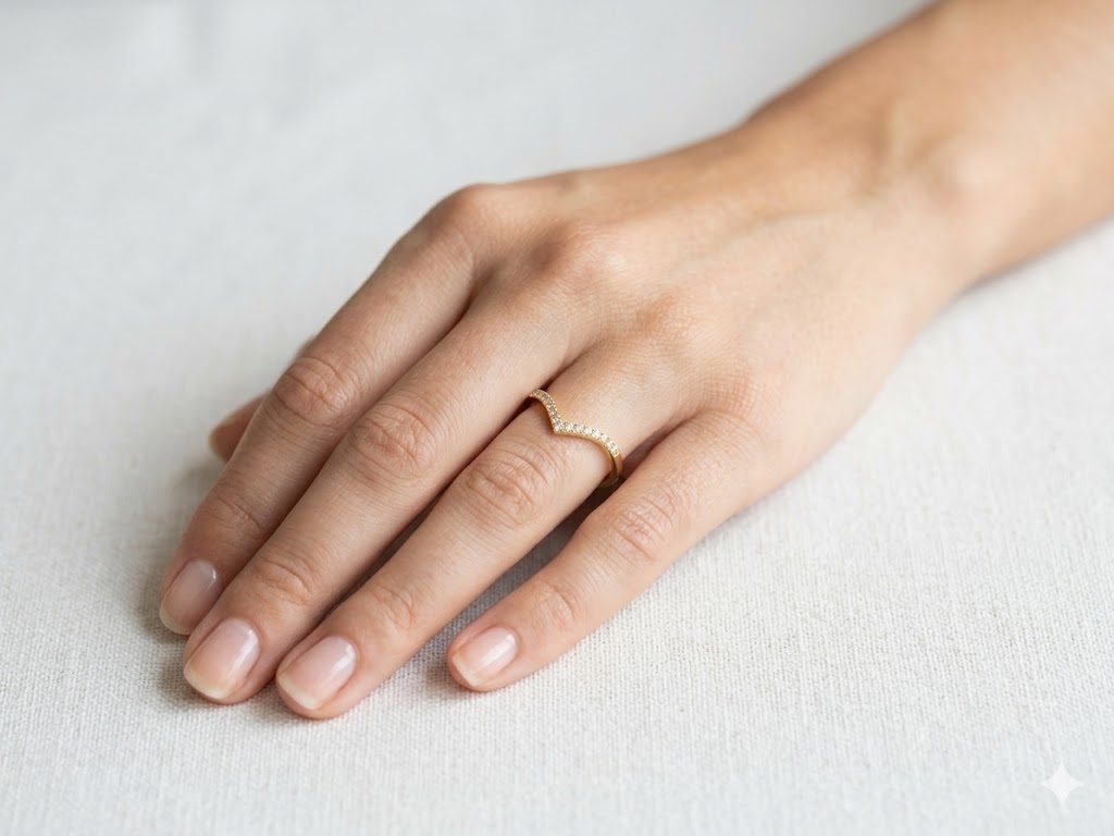 Crystal Chevron Wishbone Ring 2