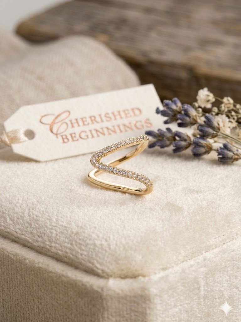 Crystal Double V-Shaped Ring