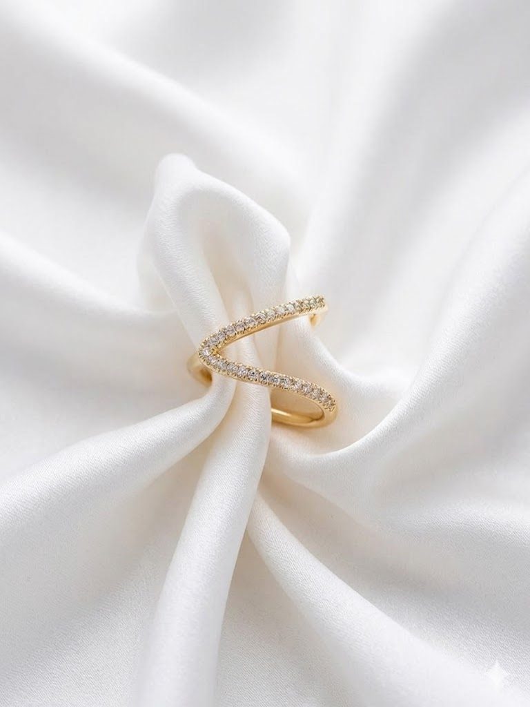 Crystal Double V-Shaped Ring 2